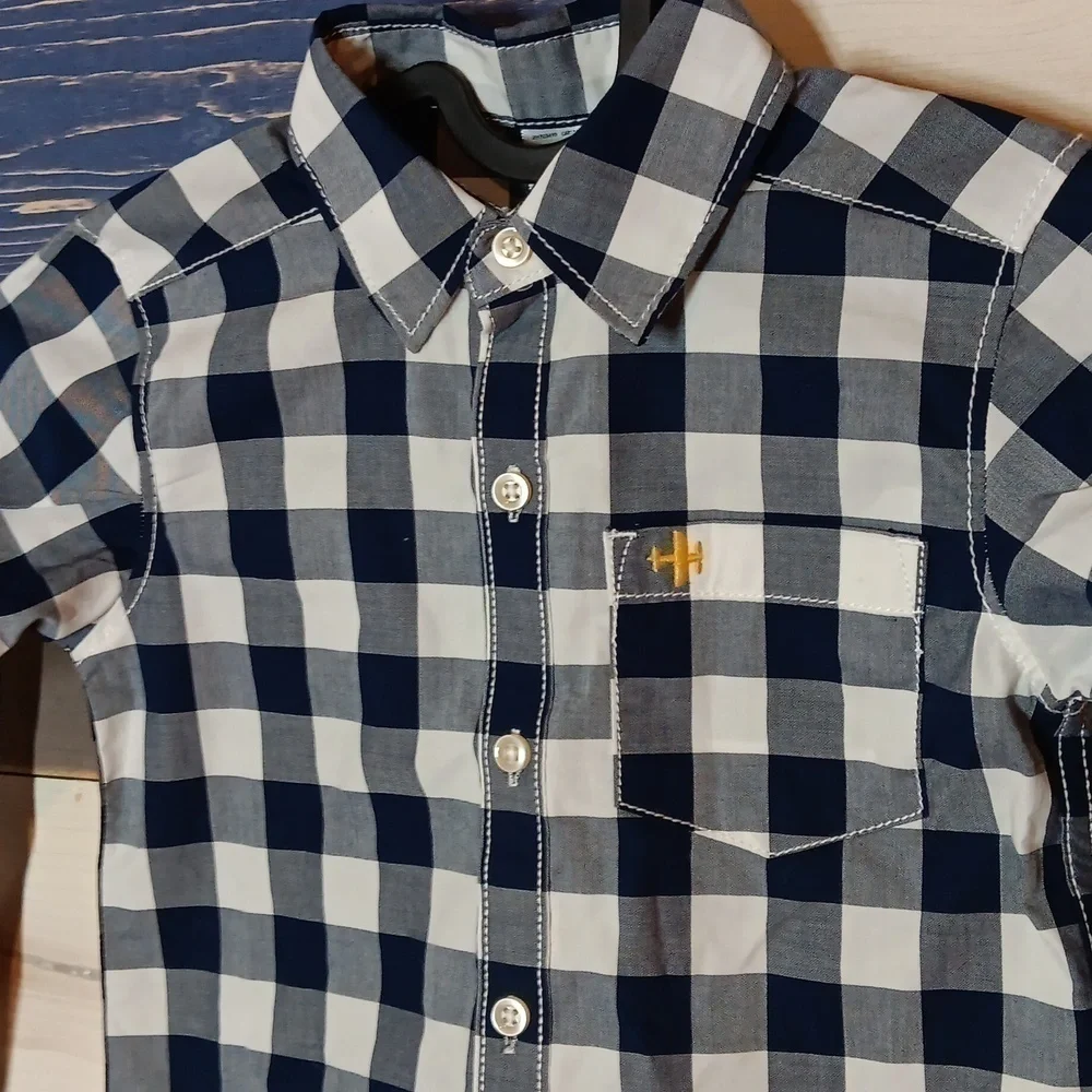 Carter's 2T button-down dress shirt blue and white NWOT